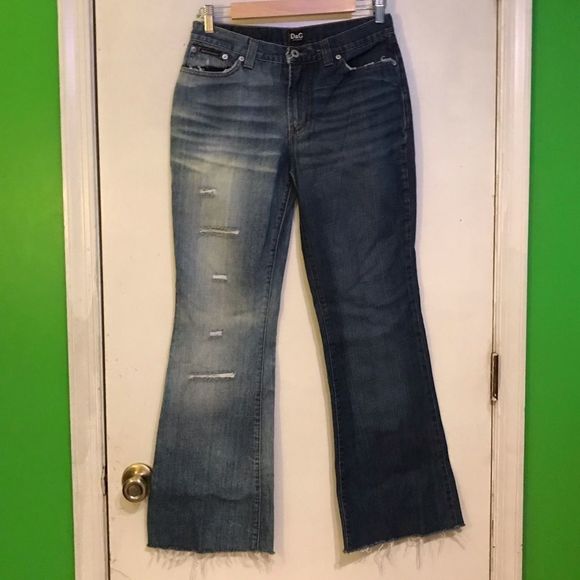 Dolce & Gabbana| 2-Tone Leg | Distressed | Luxury Denim Jeans - Picture 2 of 15